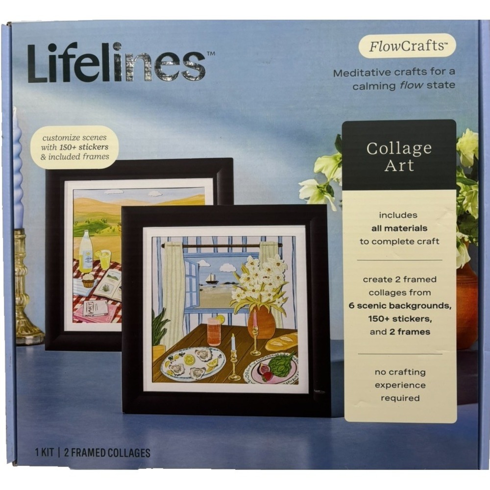 Lifelines Collage Art Flow Crafts - Create 2 Framed Collages NIB